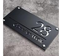 BFBZYME Targhette Personalizzate con Numeri Civici Moderni Targhetta Personalizzata in Acrilico per Esterni Numeri Civici 3D Cavi per Giardino, Cortile E Casa(Black Silver)