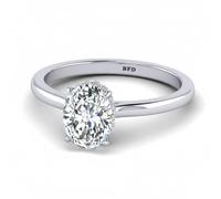 BFD Anello di fidanzamento da donna con diamante ovale nascosto da 2,00 carati D/VS certificato D/VS in platino/oro, Lab Diamond, Lab Diamond