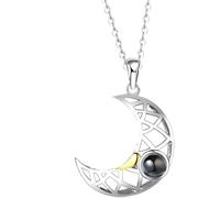BFF - Collana con ciondolo magnetico a forma di sole e luna, 100 lingue, con scritta "I Love You", per San Valentino, Natale, compleanni, anniversari, colore: bronzo, Mittelgroße, Bronzo, No