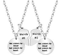 Bff collana per 2 s Weirdo 1 Weirdo 2 donne ciondolo a forma di cuore abbinato collana strana per migliore amica sorella migliore amica migliore amica regalo dell'amicizia (non sorella) professionale