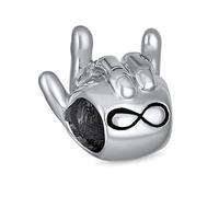 Bff Simbolo Del Segno Della Mano Infinito Ti Amo Perline Charm Lingua Dei Segni Per Le Donne Adolescente Ossidato .925 Argento Adatto Bracciale Europeo