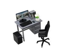 Bffcnl Mini Set di Mobili per Ufficio, Decorazione per Casa delle Bambole, Mobili Moderni per La Prima Infanzia, Parti per Bambole, Oggetti di Scena, Accesso, Fiore Grigio