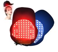 BFFDBFG Cappello Ricrescita Capelli, 630Nm 650Nm 470Nm Luce Rossa E Blu, 4 modalità, Massaggio A Vibrazione, 70 LED, Rinforza Le Radici dei Capelli, Cuffia per La Cura di Uomini E Donne