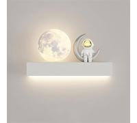 BFFGKGL Cartone animato astronauta camera da letto applique da parete moderna per bambini lampada da parete a forma di luna creatività nordica lampada da parete bianca per vivaio lampada da parete per