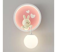 BFFGKGL Creatività Crema Vento Corridoio Applique da parete Moderno Nordico Orsetto Lampada da parete per camera dei bambini 3 Temperature di colore Metà secolo Minimalista Cartoon Lampada da parete p