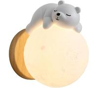 BFFGKGL Lampada da parete moderna per cameretta dei bambini Creatività nordica Simpatico cartone animato Coniglio Luna Lampada da parete per camera dei bambini Lampada da parete sferica minimalista bi