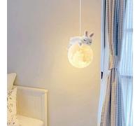 BFFGKGL Minimalismo nordico Simpatico orso Lampada a sospensione con stampa 3D Luna Globo Cartone animato Coniglio addormentato Lampadario Pianeta per bambini Lampada a sospensione G9 Lampada a sospen