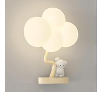 BFFGKGL Moderno Crema Vento Comodino Applique da Parete Creatività Nordica Nuvola Bianca Lampada da Parete per Camera dei Bambini Metà Secolo Minimalista Orsetto Cartoon Lampada da Parete per Asilo Ni