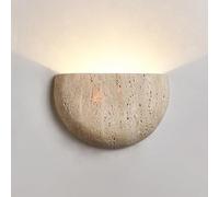 BFFGKGL Nordic moderno travertino giallo applique da parete stile giapponese Wabi Sabi mezza luna semicerchio applique da parete per corridoio retrò industria pietra naturale lampada da parete da como