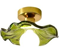 BFFGKGL Plafoniera da incasso per corridoio in vetro verde retrò Lampada da soffitto moderna per isola della cucina con fiori nordici Creatività di metà secolo Lampada a sospensione per camera da lett