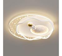 BFFGKGL Plafoniera moderna per camera dei bambini blu con luna e astronauta con telecomando Creatività nordica Lampada da soffitto rotonda rosa per corridoio Lampada a sospensione minimalista per la s