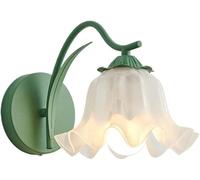 BFFGKGL Rosa casa fattoria bar nordico moderno corridoio lampada da parete fiore di vetro applique da parete apparecchio verde bagno vanità luce bianca vintage lampada da parete per camera da letto sc
