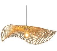 BFFGKGL Stile giapponese minimalista cappello di paglia intrecciato in bambù cucina isola lampada a sospensione moderna nordica intrecciata a mano cesto di vimini lampada a sospensione fattoria rurale