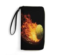 BFGWK Grande portafoglio novità Burning Tennis immagini stampa portafoglio lungo con cerniera portafoglio in pelle adatto sia per uomini che per donne, stile, 19,7 x 10,5 cm