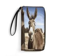 BFGWK Grande portafoglio novità divertente asino stampa portafoglio lungo con cerniera portafoglio in pelle adatto sia per uomini che per donne, stile, 19,7 x 10,5 cm