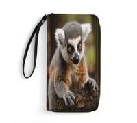 BFGWK Grande portafoglio novità Monkey Lemur carino stampa portafoglio lungo con cerniera portafoglio in pelle adatto sia per uomini che per donne, stile, 19,7 x 10,5 cm