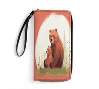BFGWK Grande portafoglio novità orso abbraccio stampa portafoglio lungo con cerniera portafoglio in pelle adatto sia per uomini che per donne, stile, 19,7 x 10,5 cm