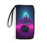 BFGWK Portafoglio grande con stampa di immagini Retrowave Portafoglio lungo con cerniera Portafoglio in pelle adatto sia per uomini che per donne, stile, 19,7 x 10,5 cm