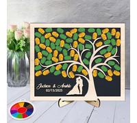 BFHEFGSUU Libro degli Ospiti Personalizzato A Forma di Albero per Matrimonio Personalizzato Nome Libro degli Ospiti A Forma di Albero Regalo per Moglie Marito Coppia Anniversario di Natale (Stile 28)
