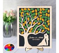 BFHEFGSUU Libro degli Ospiti Personalizzato A Forma di Albero per Matrimonio Personalizzato Nome Libro degli Ospiti A Forma di Albero Regalo per Moglie Marito Coppia Anniversario di Natale (Stile 29)