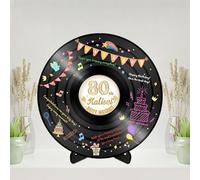 BFHEFGSUU Personalizzato per Il 80 Compleanno al Libro degli Ospiti Nome Personalizzato Acrilico Specchiato Rotondo per Firme Regalo Amici Familiari Compleanni Natale (Stile 23)