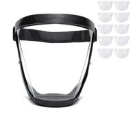 BFhongly Protezione viso Vsier in plastica, completa protezione del viso per unisex e adulti, riutilizzabile, senza appannamento, visiera trasparente con fascia regolabile