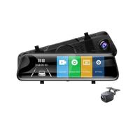 BFJNFPBEU 10" Dash Cam a Specchio con Touch Screen, Doppia Lente Anteriore e Posteriore, Registratore Video per Auto con Streaming Media Full HD, Visione Notturna, modalità Parcheggio,