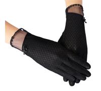 BFLCWSTD Guanti Da Sole Da Donna 1 paio di guanti estivi da donna con protezione solare touch screen anti-UV in seta ghiaccio sottili traspiranti antiscivolo corti guida femminile(LT-C-5-black)