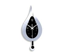 BFLKY Orologio da Parete Moderno a Goccia d'Acqua, Pendolo Acrilico Creativo per Camera da Letto, Soggiorno, Ufficio, Silenzioso, Preciso, Argento, 38 x 17 cm