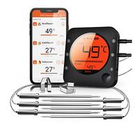 BFOUR Termometro da Cucina Digitale Termometro per Cucina Bluetooth Termometro per Carne Barbecue Wireless Termometro da Forno con Timer BBQ Griglia LED Display App 6 Sensori (Nero, 6 Sonde)