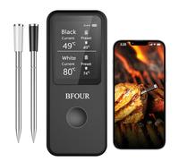 BFOUR Termometro per carne senza fili con 2 sensori Bluetooth Display da 2,4 pollici Impermeabile Grill Forno Rostiera Termometro