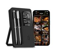 BFOUR Termometro wireless per carne con 2 sonde aggiornate, termometro Bluetooth per barbecue senza fili con display LCD, termometro Bluetooth da 100 m per grill forno affumicatore