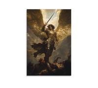 BFQMBKJUQ Poster artistico decorativo con Arcangelo Michele, resistente all'umidità, resistente allo sbiadimento, impermeabile, per la decorazione di casa e negozi, 50 x 75 cm, senza cornice