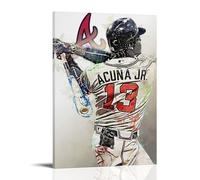 BFQMBKJUQ Ronald Acuña Jr. Poster artistico decorativo, idea regalo, resistente all'umidità, resistente allo sbiadimento, impermeabile, decorazione per casa e negozio, 30 x 45 cm, con cornice