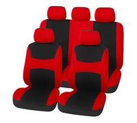 BFRDGE 9 Pezzi Auto Set Coprisedili per VW FOX 2005-2011, Protezione Sedili Anteriori e Posteriori Confortevole Traspirante Coprisedile,C Red