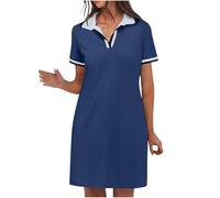 BFSWL Abito polo da donna a maniche corte, mini abito con scollo a V, abito da golf, estivo, corto, da tennis, tinta unita, con risvolto, abito casual, abito sportivo outdoor con tasche, abito estivo