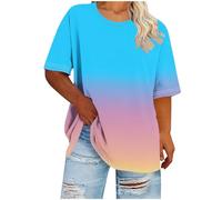 BFSWL GroBe GröBen - Maglietta da donna a maniche corte, estiva, girocollo, oversize, basic, alla moda, per donne molte, Celeste., XXL plus