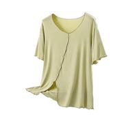 BFSWL GroBe GröBen - Maglietta da donna in tinta unita, a maniche corte, girocollo, con slit laterale, casual, morbida, per l'estate, da donna, per lo yoga, verde, XXL plus