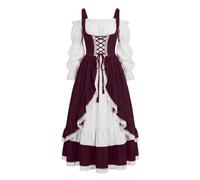 BFSWL Maxi abito medievale da donna, stile rinascimentale, con spalle scoperte, viola., M