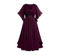 BFSWL Vestito da donna per Halloween, con maniche a farfalla, patchwork, in tulle, per cosplay, carnevale, feste