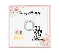 Bfuebur Regalo di compleanno per donne, 4 5 6 decenni, cerchi intrecciati per 40°, 50°, 60° compleanno, collana in acciaio inox, catena argentata, regalo per figlia, mamma, nonna, Misura unica