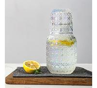 BFYDOAA Caraffa per l'acqua da comodino con bicchiere in vetro - Set di brocca e bicchiere in cristallo per camera degli ospiti, ufficio, camera da letto, bagno