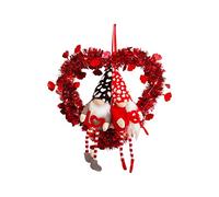 BFYDOAA Ghirlanda a forma di cuore per San Valentino, ghirlanda rossa per porta d'ingresso, gnomo, bambola, ornamento illuminato per matrimonio e fidanzamento