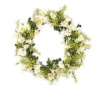 BFYDOAA Ghirlanda di margherite artificiali per porta d'ingresso, 35 cm, primaverile ed estate, in seta, decorazione da appendere alla parete