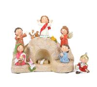 BFYDOAA LED Scena della Tomba della Resurrezione di Gesù Set Ornamenti per Statuette Sacre in Resina Il Giorno Dell'Ascensione di Gesù Scena da Tavolo per Decorazioni Pasquali(Imposta B (7 Pezzi))