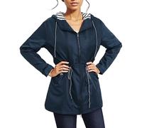 BFYSFBAIG Giacca Impermeabile Donna Antivento Leggera - Giacca a Vento Pioggia Sportivo con Cappuccio Traspirante- Trench Impermeabile Ragazza Antipioggia Corsa Outdoor (Rin1-Blu scuro,M)