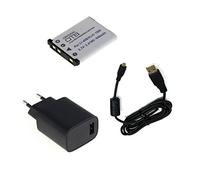 bg-akku24 - Caricatore e cavo di ricarica, cavo dati, cavo USB per Casio Exilim QV-R200, QV-R300, EX-ZS5, EX-ZS6, EX-ZS100, EX-ZS150, EX-ZS200, EX-Z28 - EMC-5 / EMC-5U