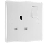 BG Electrical 821DP-01 - Presa di corrente con interruttore singolo, colore: bianco, 13 Amp