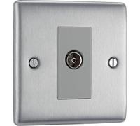 Isolato Coassiale Presa, 1 Transizione, Spazzolato Acciaio - NBS62-01