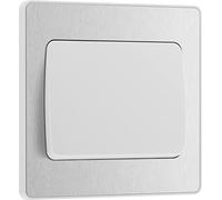 BG Electrical Evolve Interruttore Luce Singolo, 20A, 2 Vie, Wide Rocker, Acciaio Spazzolato